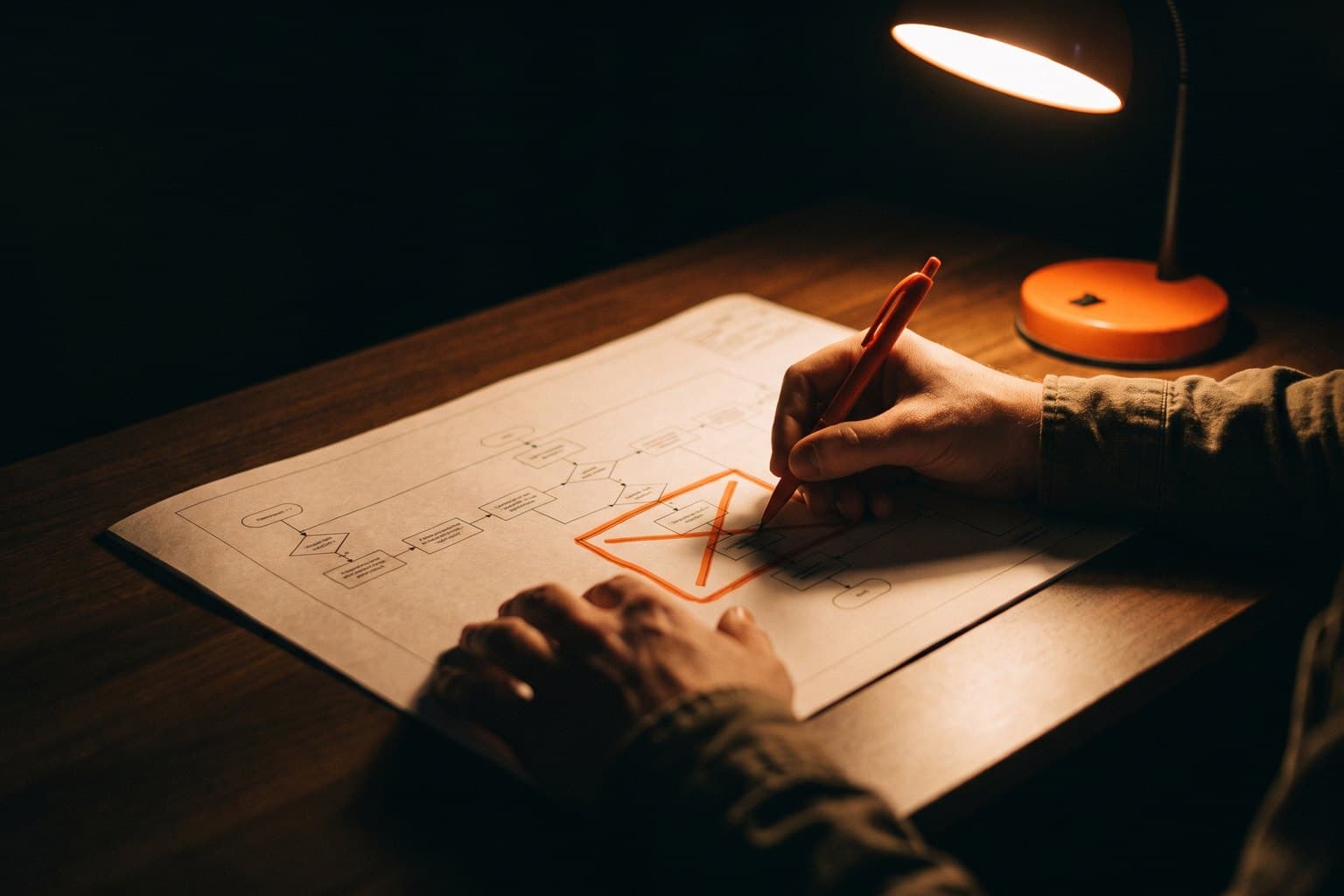 An engineer drawing the boundary of what the system will own