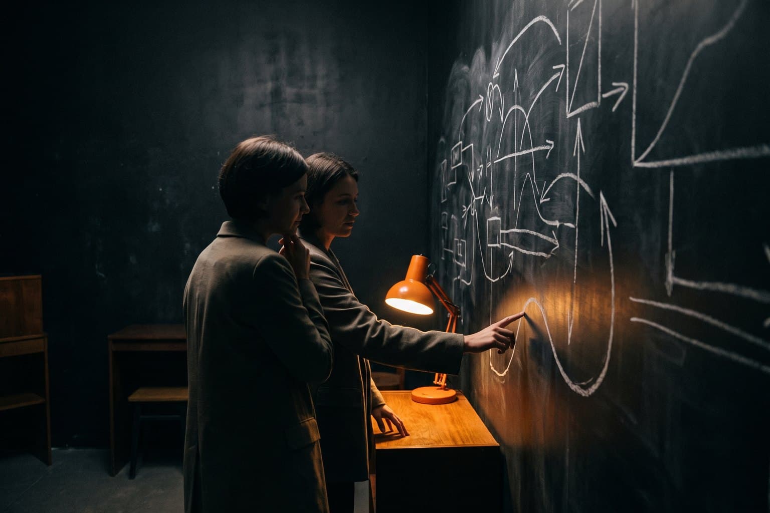 An engineer tracing the flow of work through a system