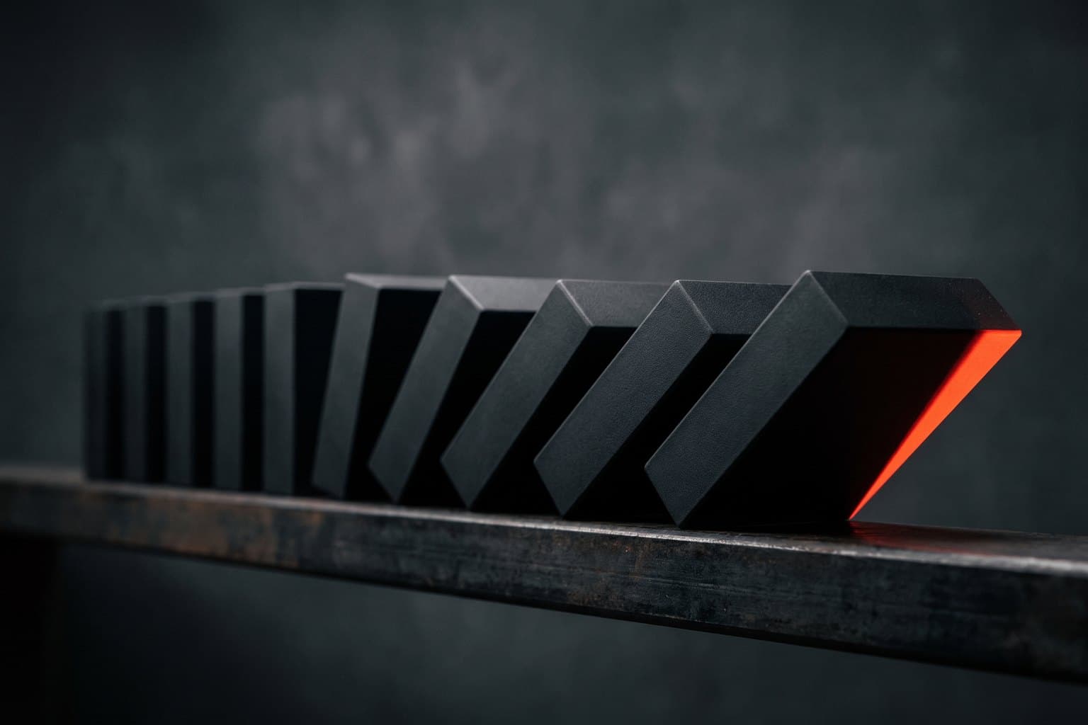 A line of blocks leaning further out of true with each step