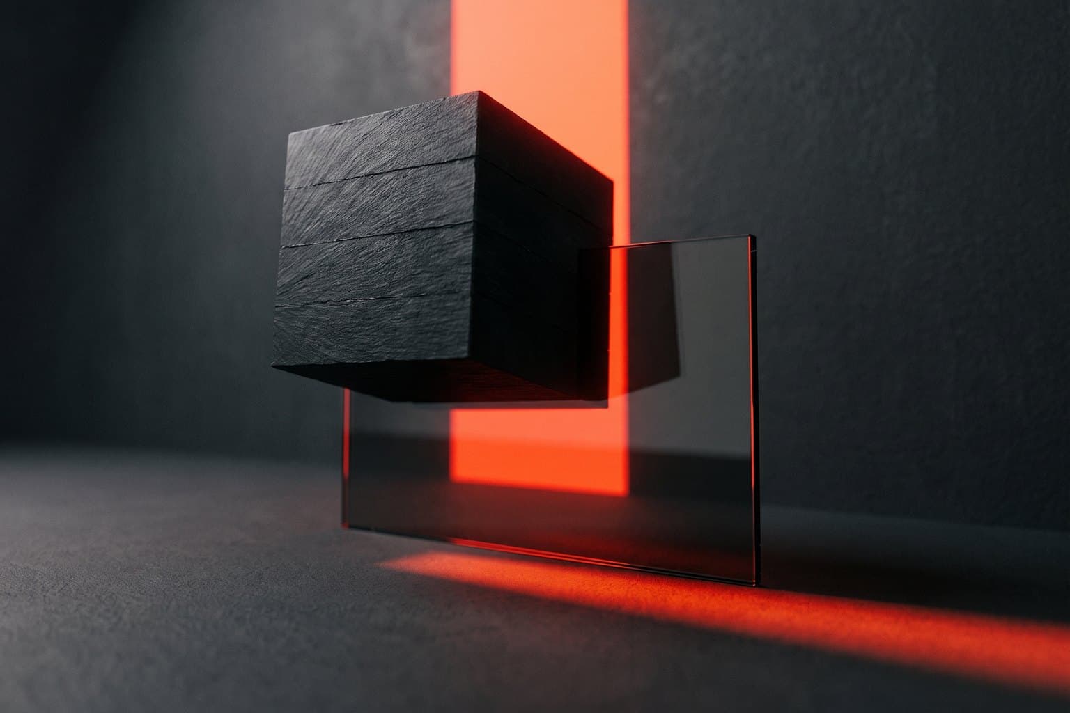 A heavy block lifted away so light passes through the thin pane
