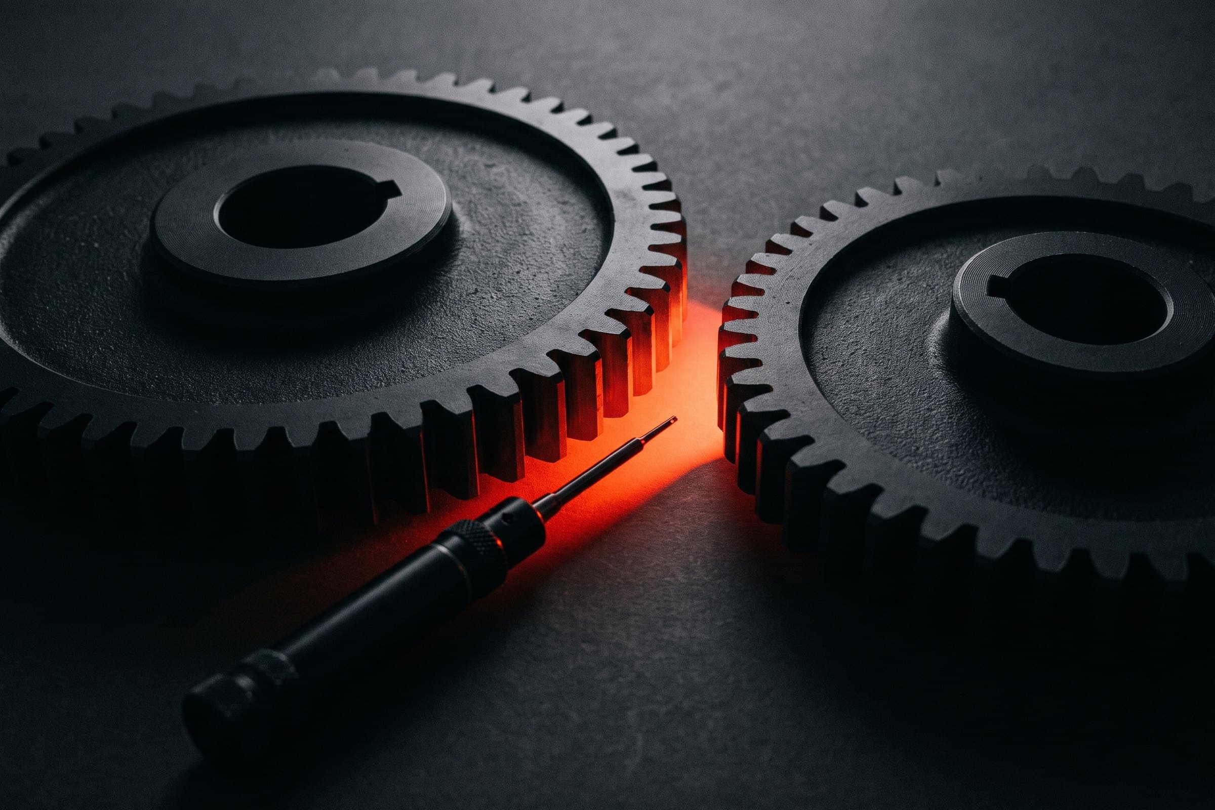 Two gears drifting out of mesh, the gap measured